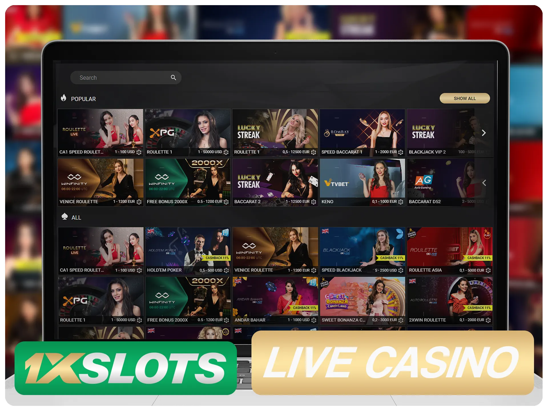 1xslots live casino